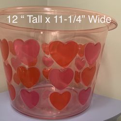 Red Hearts/Love/Wedding/Valentine’s Day Acrylic Beverage Tub Container with Red and Pink Hearts Decoration Party Supplies