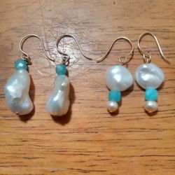 14k Gold And Pearl Earrings 