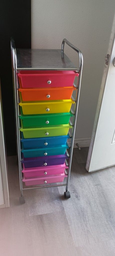 Rolling 10 Drawer Rainbow Cart