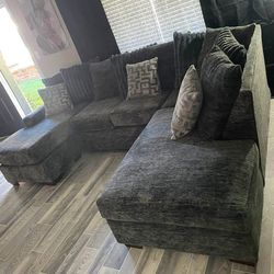 🔥 Brand new grey/dark grey huge U shape fabric sectional sofa/couch w/ double chaise & cushions | Pay after delivery 🚚