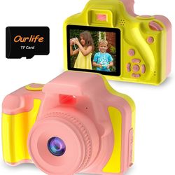 Ourlife Kids Camera for Ages 3-12, Toddler Camera, 1080P HD Digital Video Camera for Kids with MP3 Music Player, Christmas Birthday Gifts for Girls/Bo