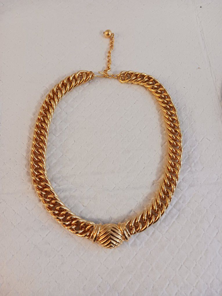 Vintage Premier Designs Gold Tone Modernist Chunky Chain Necklace