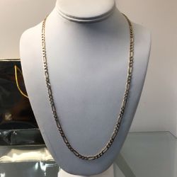 14k Yellow Gold Figaro Chain 24” 17.1 Grams 4mm Diamond Cut 
