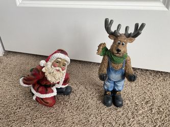 Santa And Reindeer Wine/corkscrew Holder 