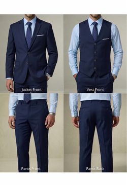 Men's 3 Piece Suit with Tie, Solid Color Slim Fit Jacket Vest and Pants