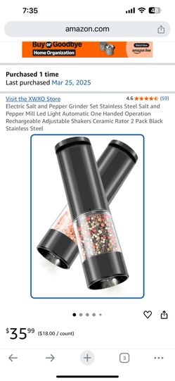 Electric Salt and Pepper Grinder Set Stainless Steel Salt and Pepper Mill Led Light Automatic One Handed Operation Rechargeable Adjustable Shakers Cer