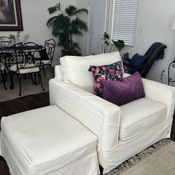 🛋️ Pottery Barn Sofa + Matching Armchair & Ottoman