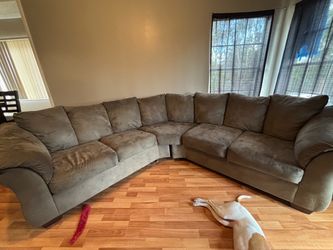 Large Gray Microfiber Sectional Sofa