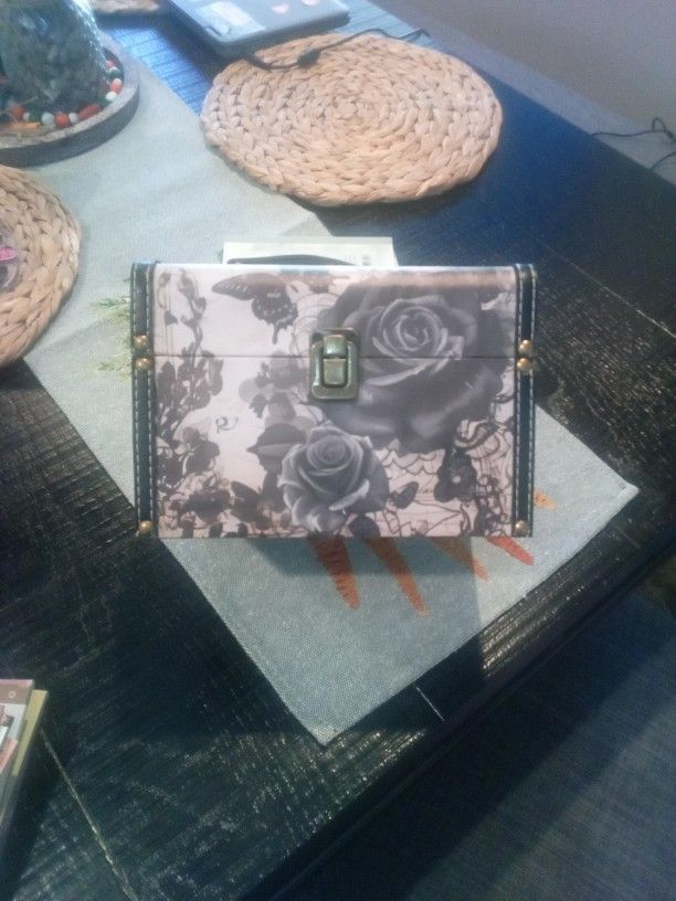 Black Rose Suitcase For Storage