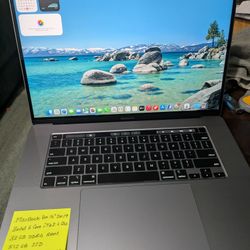 MacBook Pro 16" 2019 Retina TouchBar Intel 6 Core (contact info removed) 32GB Ram 512GB SSD Radeon Pro 4GB Graphics, macOS Tahoe , Charger. 