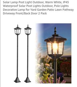 NEW 2 PACK SOLAR LAMP POST LIGHT OUTDOOR