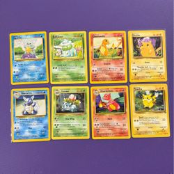 Pokemon Card Bundle | Base Set Kanto Starters 1999 WOTC + Jungle Pikachu