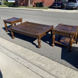Coffee Table And Side End Tables With Glass Tops 
