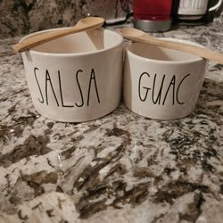 Guacamole And Salsa New RAE DUNN bowl. Spoon Set