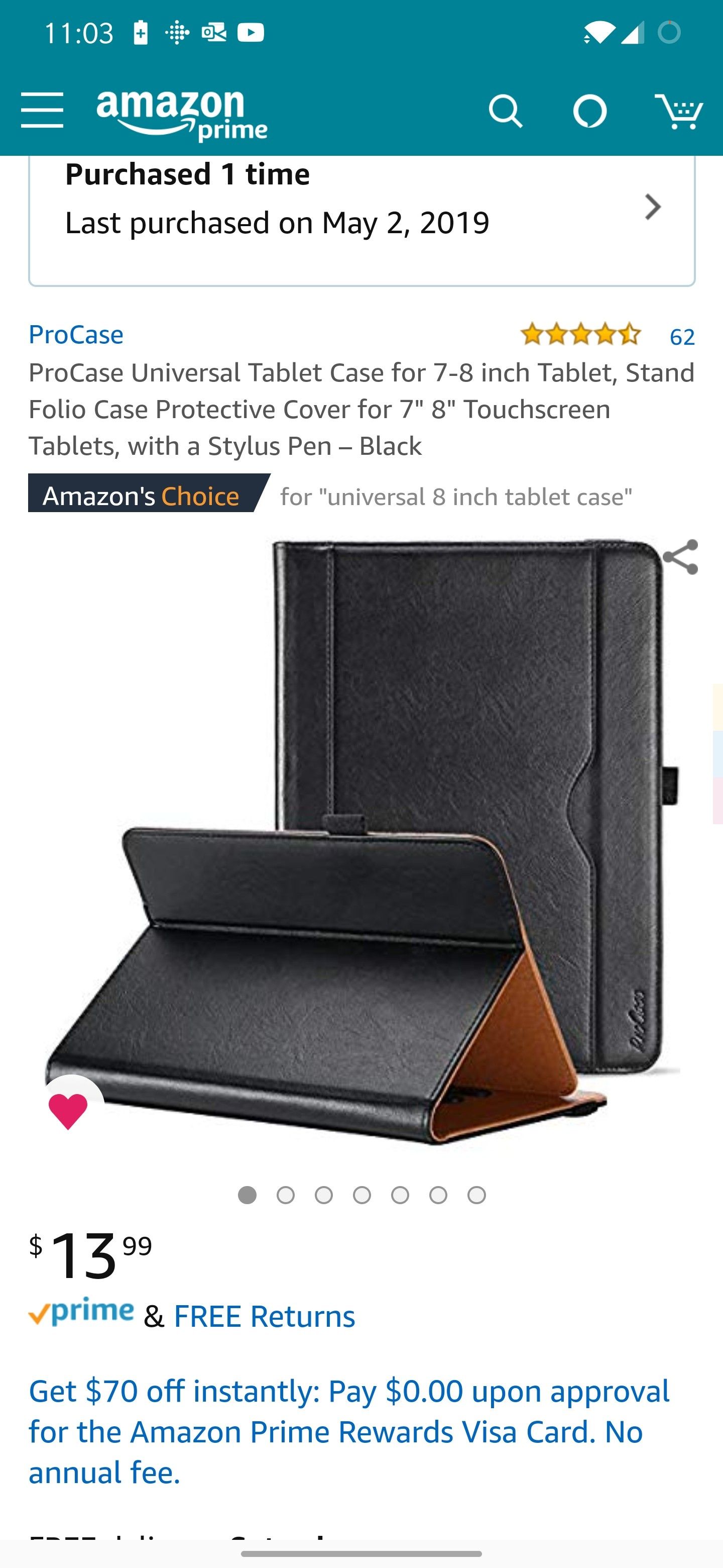ProCase Universal Tablet Case for 7-8 inch Tablet, Stand Folio Case Protective Cover for 7" 8" Touchscreen Tablets, with a Stylus Pen – Black