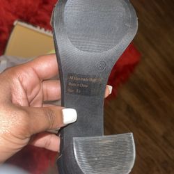 Cute Black Heels With Clear Over The Toe Straps
