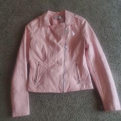 Pink Faux Leather Jacket 