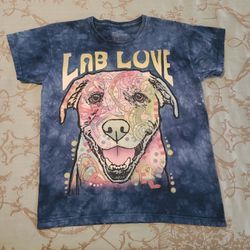 The Mountain Lab Love Blue Tie Dye Graphic Short Sleeve Tee Shirt Size XL