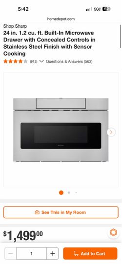 Shop Sharp 24 in. 1.2 cu. ft. Built-In Microwave Drawer with Concealed Controls in Stainless Steel Finish with Sensor Cooking