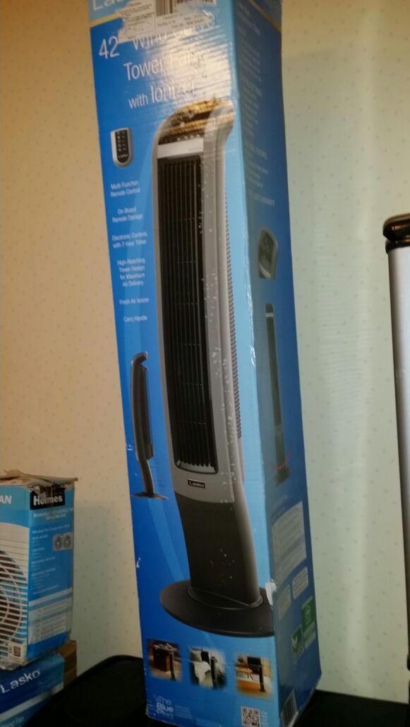 Lasko 42" Wind Curve Tower Fan with Ionizer, Charcoal/Gray T42902