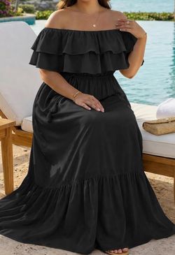 New Plus Size Summer Dresses Women -2026 0ff Shoulder Maxi Casual Beach Vacation Dress Pocket
