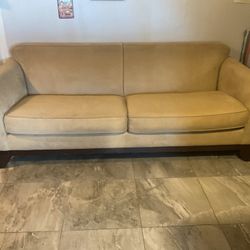 Reduced $175 Obo Beige Couch And Matching Chairs. Suede-like Material. Pottery Barn