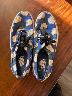 Blue floral van shoes