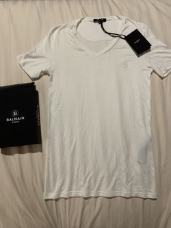 Brand New Balmain Modal Jersey Elastic T-Shirt V-Neck Size Medium and Large