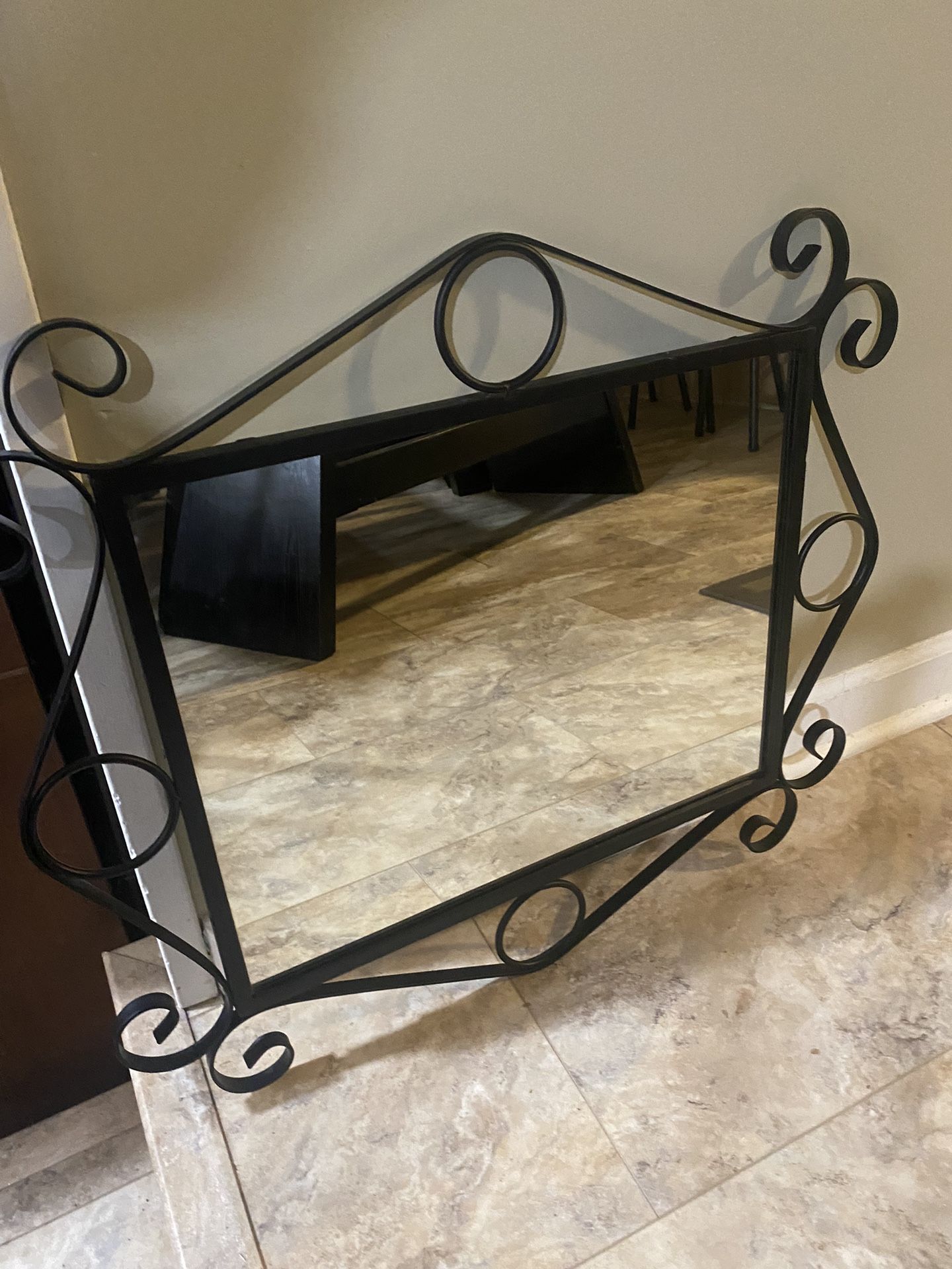 Wrought Iron Mirror Black
