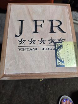 J F R WOODEN CIGAR BOX