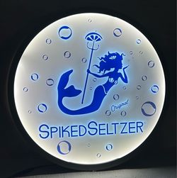 Spiked Seltzer Mermaid BAR Sign LED Light Panel Metal Rare Original 20” Vtg