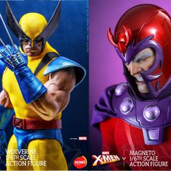 WOLVERINE METTALIC BLUE/YELLOW AND MAGNETO SET 1/6 SCALE