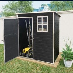 5 ft x 3 ft Outdoor Plastic Storage Shed with floor, Black