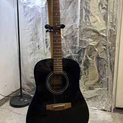 Hohner HW300G-TBK Acoustic Guitar (Black Gloss Finish)