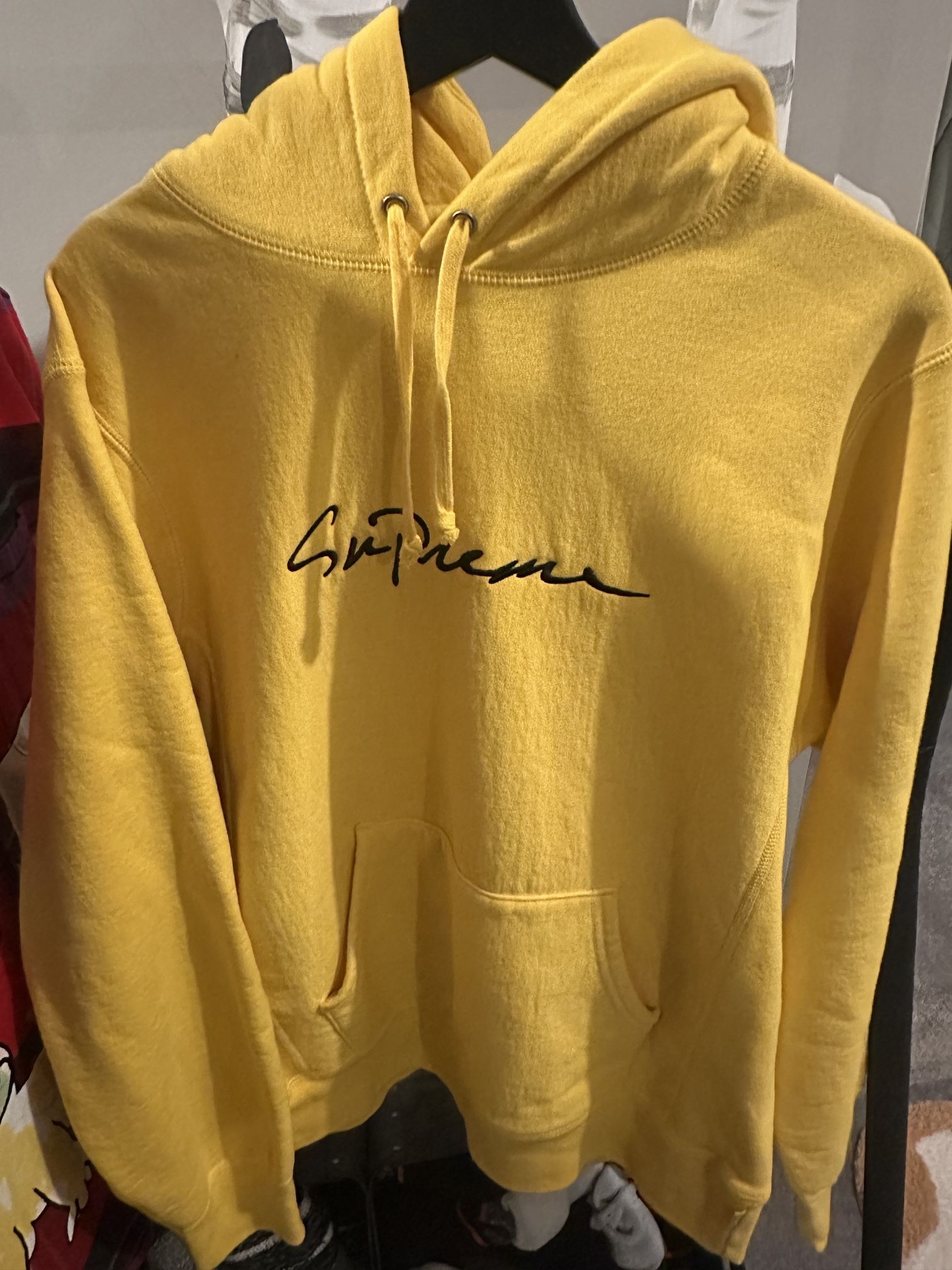 Supreme Yellow Script Hoodie (Medium) Worn Once