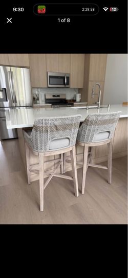 Woven Rattan Bar Stools Set of 2