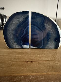 Blue Agate Book Ends