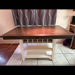 6-person dining table with wine storage (chairs and bench included)