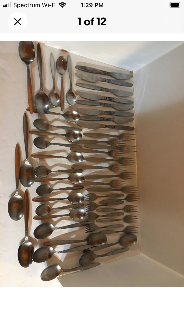 50 Piece Vintage Silverware Service For 5 Tulip Time Amefa Holland