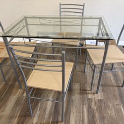 Glass Top Table + 4 Chairs