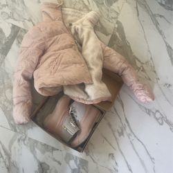 Snow boots, and down jacket