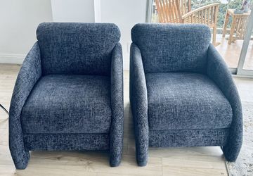 Set of 2 Modern Blue-Gray Armchairs – Excellent Condition