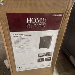 Home Decorators Collection Sedgewood 24-1/2 in. Configurable Bath Vanity in Dark Cognac with Solid Surface Top in Arctic with White Sink