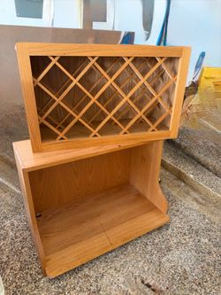 Wood wine rack cabinet set