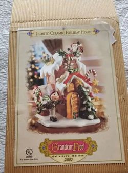 Grandeur Noel U5001 Santa Drops Off Presents Christmas House 