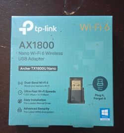 TP-Link AX1800 Nano Wi-Fi 6 Wireless USB Adapter  Black  Archer TX1800U Sealed