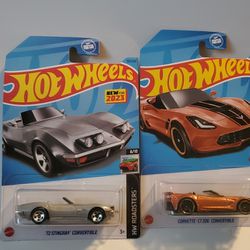 Hot Wheels "72 Stingray & Corvette C7 Z06 Convertible Toy Cars 