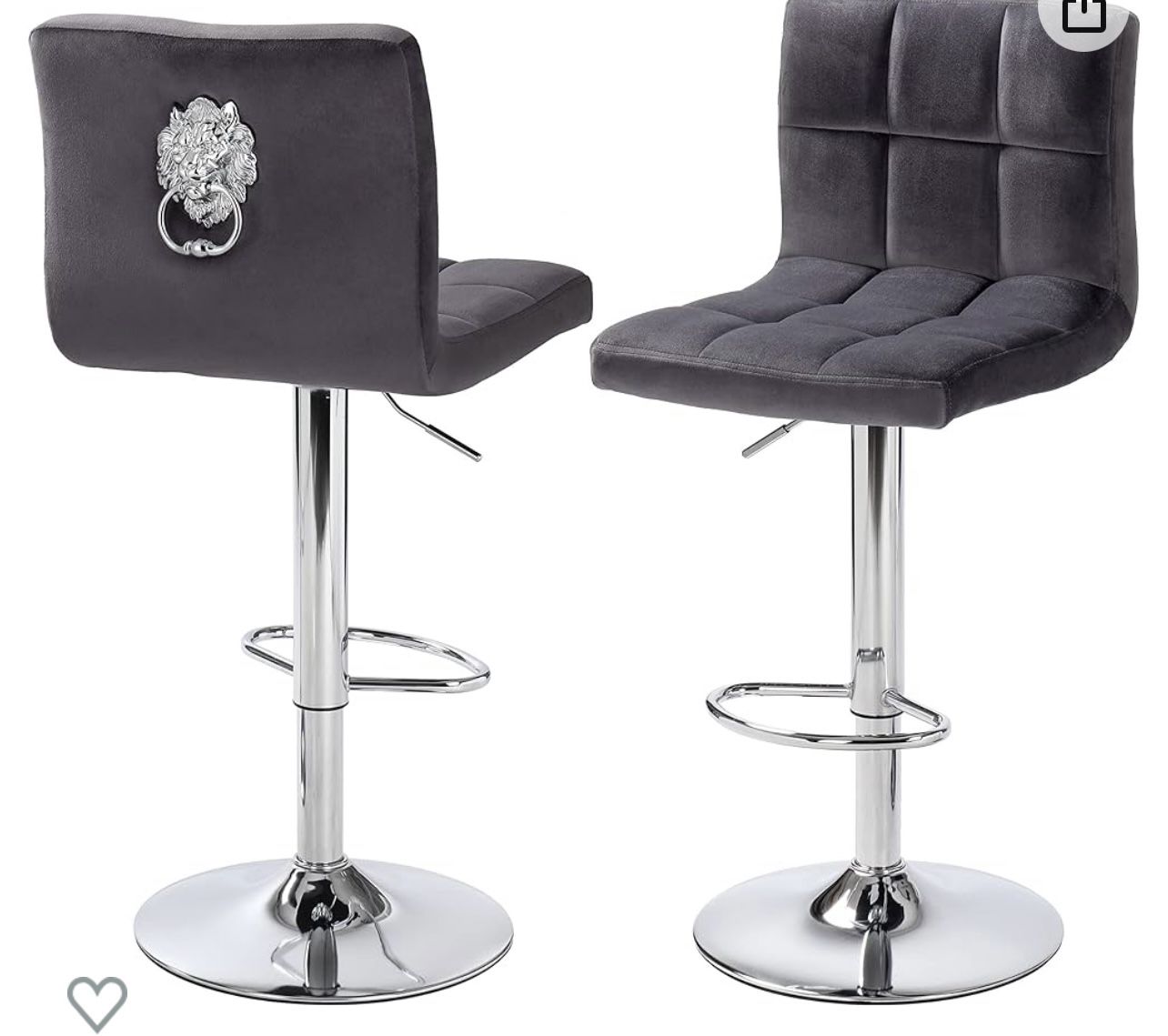 Finnhomy Bar Stools Set of 2 Counter Height, Dark Grey