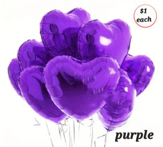 Heart Foil Balloons. Purple Balloons. Globos De Corazon 18 Inch Balloon. Valentine's Day Balloons. Anniversary. Birthday.  Weddings. 