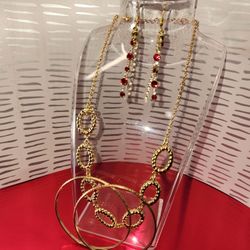 #1874, M SIGNED NECKLACE,  LOT, GOLD PLATED, VTG JEWELRY. 
